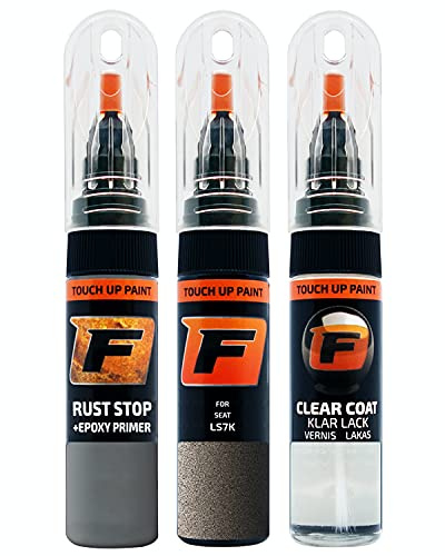 FIRANTO Lackstift Autolack Reparaturset für Seat LS7K Technic Grey - 3-in-1 Autolack Kratzer Reparaturstift 15ml Grundierung, Klarlack