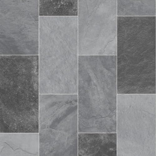 VINYL FLOORING UK Stone Effect Anti Slip Vinyl Flooring Roll Home Office Kitchen Bedroom Bathroom Lino Modern Design