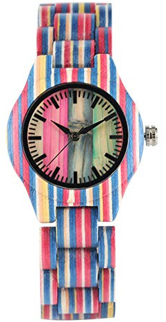 OIFMKC Montre en Bois Montres pour Dames Montre à Bracelet en Bois à Quartz Montre créative colorée pour Femmes Montre-Bracelet élégante et élégante Nouvelle arrivée-Montre 2