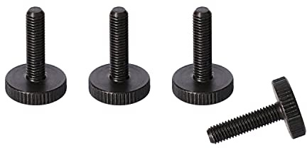 PrecisionGeek® M6 × 20 mm Rändelschrauben – Stahl schwarz oxidiert – Flachkopf – Ø16 mm Kopf – Daumenschrauben für Metall, Holz, Acryl, Maschinen & Gehäusebau – Set mit 4 Stück