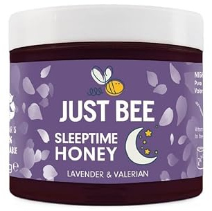 Just Bee Sleeptime Honey (260g) | Natural Unpasteurised Honey | Valerian Root And Vitamin B12 Help Support The Sleep Cycle | For A Comforting Nightly Bedtime Routine | Lavender Flavour