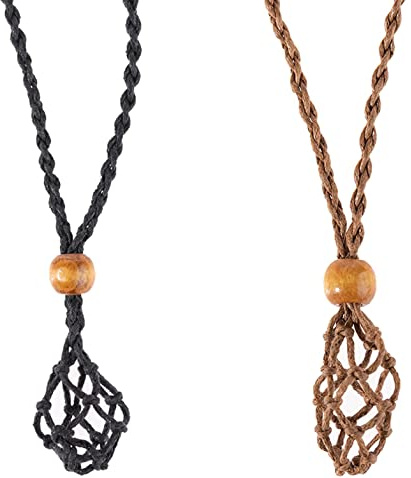 Cordone Portapietra, 2 Pezzi Vuoto in Corda Supporto per Pietre Vuote, per Cristalli, per Collana Cristallo Cordino Regolabile DIY