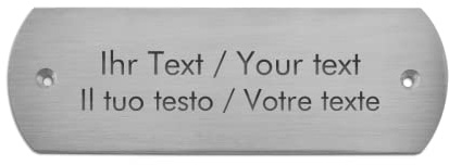 Namensschild aus Edelstahl mit personalisierter Gravur - 134 x 44 mm, abgerundet - gebürstete Oberfläche - Klingelschild, Türschild mit eigenem Text