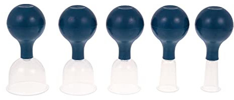 5er Set Schröpfglas aus Kunststoff mit Ball | Dunkelblau | alle Größen