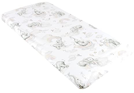 BABYLUX Baby Spannbettlaken für Kinderbett - 100% Baumwolle,60x120 / 70x140 cm weich und bequem, passend für alle Standardmatratzen, (127. Elefanten Beige, 70x140cm)
