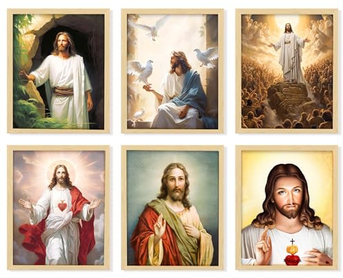 97 Decor Jesus Pictures, poster con stampa artistica da parete con il sacro cuore, dipinti religiosi cattolici con ritratti di Dio (20 x 25 cm, senza cornice)