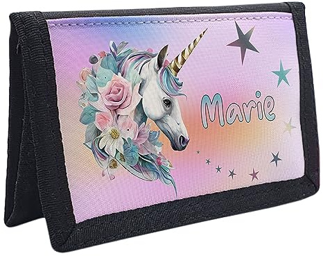 Geschenke364 Geldbörse Mädchen mit Name | Kinder Geldbeutel mit Sichtfenster | Einhorn 03