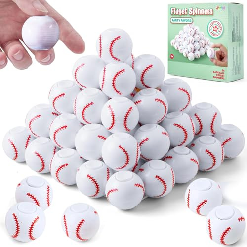 JOYIN 36 Pack Baseball Fidget Spinners for Kids, Baseball Party Favors, Fidget Toys Bulk, Stress Balls, Goodie Bags Stuffers for Birthday Party, Treasure Box Toys for Classroom
