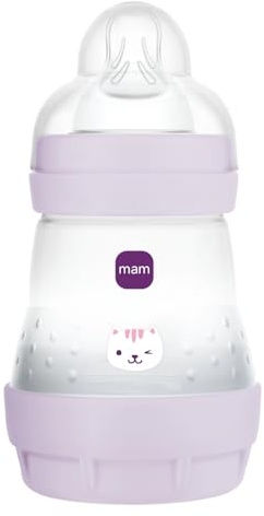 mam - Easy Start Anti-Colic Flaska 0+ månader långsamt flöde (160 ml) lila - Flaska för att minska kolik och barnets obehag - babyflaska kompatibel med amning