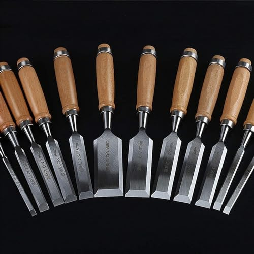 BomDog Ciseau, Ensemble de 12 Ciseaux À Bois, Kit D'Outils de Ciseau En Acier Au Chrome Vanadium Robuste de 6 À 38 Mm, Outil de Sculpture Sur Bois de Ciseau de Charpentier Professionnel
