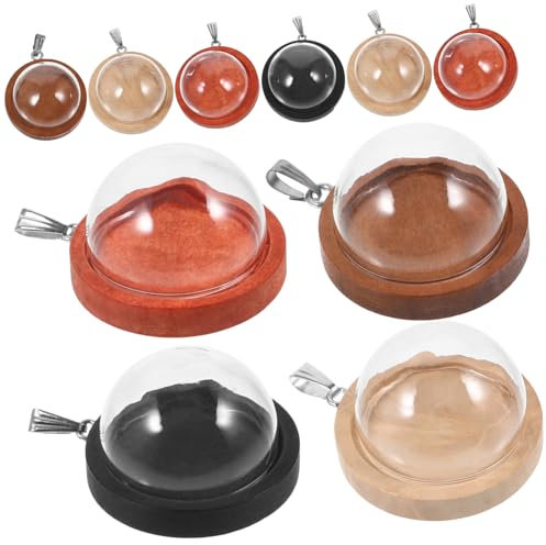 CIMAXIC 10st Holzglasabdeckung Hängendes Cloche-dekor Bastelfassungen Für Halsketten Glaskugel Mit Fundstücken Kuppelabdeckung Mit Holzsockel Schmuck Hölzern Ohrringe