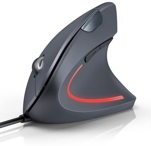 TECKNET Vertikale USB-Maus für Rechtshänder – Grau