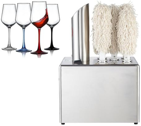 BDJSN Asciugatrice Commerciale per Bicchieri da Vino, lucidatrice elettrica a 5 Teste con Funzione di Riscaldamento, lucidatrice Professionale per Bicchieri in Acciaio Inossidabile Bicchieri da Vino