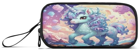 Rosa Cartoon-Einhorn Federmäppchen Federtaschen Mäppchen Schlamperbox Tasche für Jungen Mädchen Schüler