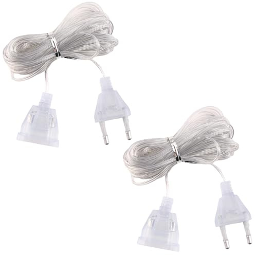 2er Set Transparentes Verlängerungskabel 5m, Ultra-Dünnes 2-adriges Kabel, Durchsichtiges Design, für Haushaltsgeräte mit geringem Stromverbrauch