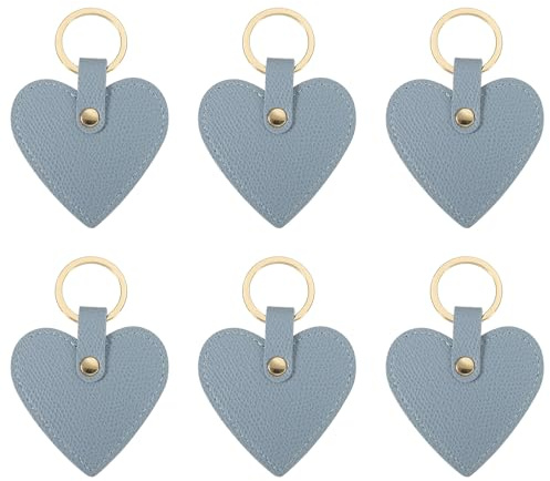 PATIKIL 6er Pack Herz Leder Schlüsselanhänger Ausweiskarte Himmelblau | Schlüsselanhängerhalter, Mit Schlüsselringen, Für Hochzeitsgeschenke Partygeschenke, Herz Leder Schlüsselanhänger