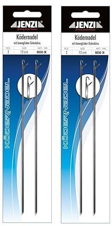 blntackle76 Set 4 Stück Ködernadel von Jenzi, mit Gelenköse, Klappöse, 12cm+ gratis Petri Heil! Aufkleber