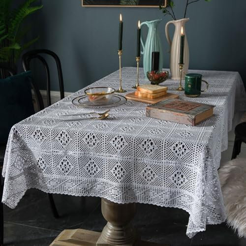 FAWFCJD Rechteckige Tischdecken Aus Häkelspitze, Vintage, Quadratische Tischdecken Aus Häkelspitze, Tischdecke Aus Hohlspitze, Tischdecke Aus Baumwollmischung Im Landhausstil(60 * 60cm)