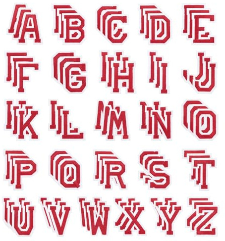 PATIKIL Bügelbuchstaben, 78 Stück bestickte Buchstaben A-Z zum Aufnähen oder Aufbügeln auf Kleidung, Rucksäcken, Hüten, DIY-Zubehör, Rot, 2 Zoll Höhe