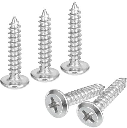 sourcing map M4x20mm Flat Head Phillips Drive Self Tapping Screws, 304 Stainless Steel Cross Drive Fastener Screws, Silver, Pack of 100