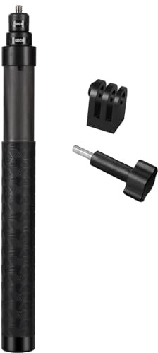 Brave Heart Bastone per selfie invisibile in fibra di carbonio da 10,6-47 pollici, per Insta360 X5 x4 Insta 360 X5 x4 x4 x3 x2 x Go 2 3 per DJI OSMO 360 Action Camera Accessori (nero)