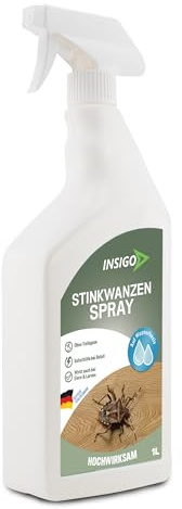 INSIGO Stinkwanzen Spray 1L Sprühflasche - Wanzenmittel mit mechanischer Wirkung auf Stinkwanzen - Effektive Stinkwanzen Abwehr für Wanzen im Haus & Garten - Wanzen Spray mit Sofortwirkung