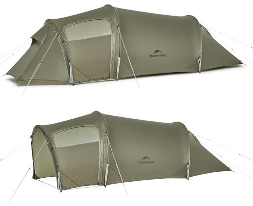Naturehike Opalus UL Tente Tunnel 2/3 Personnes Tente Familiale Spacieuse et Légère avec Auvent Tente Sac à Dos 4 Saisons pour Le Camping Backpacking Outdoor
