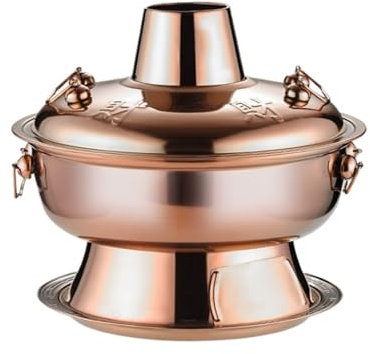 Fondue Olla Hot Pot Olla Caliente Multifuncional Vintage Shabu Hot Pot De Acero Inoxidable Shabu For Servir Olla Caliente Fondue Queso(Copper,28cm)