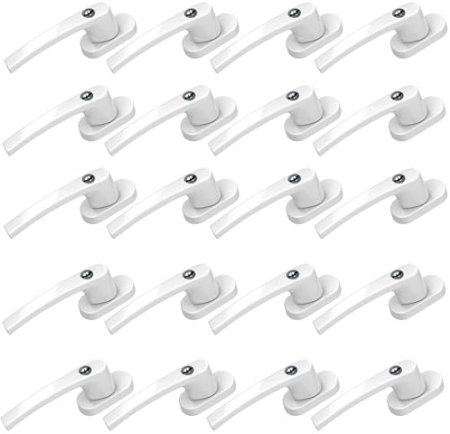 BASI | 20er Set Fenstergriff abschließbar | Gleichschließend | Farbe Weiß | Aluminium | Kindersicherung | Stiftlänge 35 mm | Griff für Fenster Terassentür | 20 Stück | 40 Schlüssel