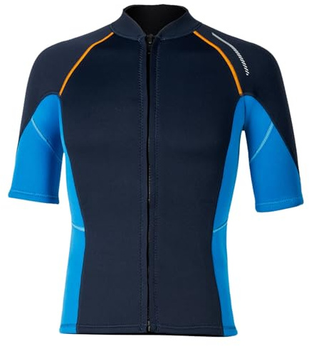 RUNQHUI Top de Buceo Neopreno Hombre 3MM Chaqueta con Cremallera Térmica Rashguard Anti UV Jersey de Surf Deporte Acuático Azul Marino 3XL