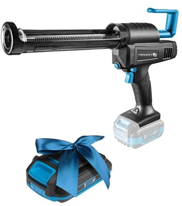 HÖGERT TECHNIK Akku-Kartuschenpresse 18V, 2500 N Auspresskraft, Tropfstopp-System, 300 ml Kapazität, Weicher Griff, Überhitzungsschutz, Ideal für Dicht- und Klebstoffe + PROMO 2,0 Ah Akku