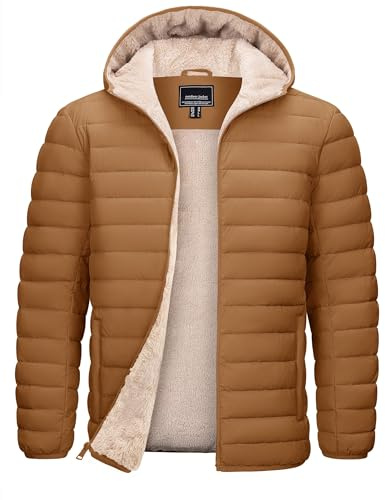 TACVASEN Men's Winter Jackets Sherpa Lined Fleece Lined Puffer Jacket | Warm Parka Coat Water Resistant Hooded