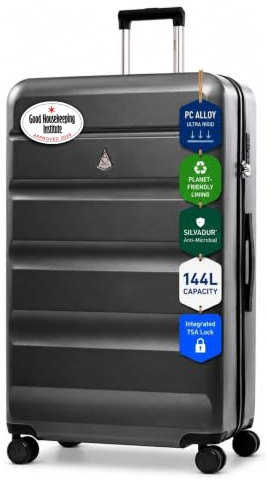 Aerolite Premium Extra Large 32in 144L FlexShell Hard Shell Suitcase | ABS Polycarbonate Alloy Hard Shell Check-In Checked Hold Luggage , XL 32in , 4 Dual Spinner Wheel TSA Lock (Graphite Shadow)
