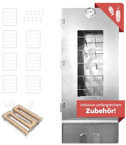 LEMODO Räucherofen 110x39,5x27,5 cm mit umfangreichem Zubehör, Räucherschrank und Räucherschnecke, Kalträucherofen mit großer Räucherkammer, Tischräucherofen (Smoker 110cm+Räucherschnecke)