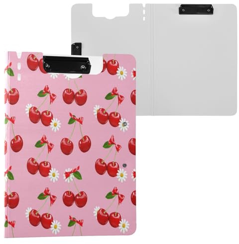 JUMBEAR Portapapeles de cerezo A4 con clips dobles, tablero plegable con tapa, organizador personal ligero adecuado para hospital, oficina, escuela, negocios, suministros de aula
