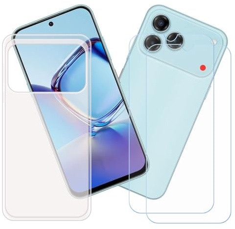 GYDQQKJ Funda para ZTE Blade V80 Vita + 2 Piezas Vidrio Protector de Pantalla Cristal Templado Film, Translúcido Suave TPU Silicona Cover Carcasa Caso Case para (6.75)