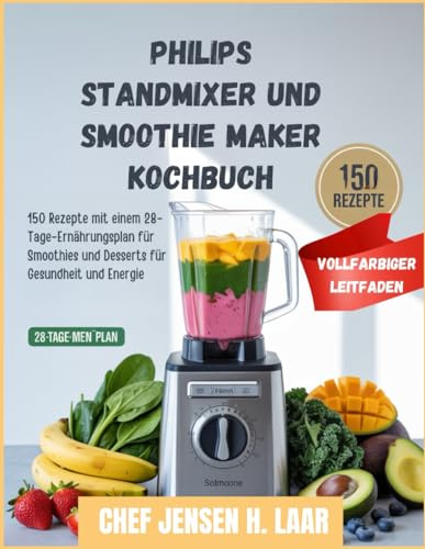 Philips Standmixer und Smoothie Maker Kochbuch: 150 Rezepte mit einem 28-Tage-Ernährungsplan für Smoothies und Desserts für Gesundheit und Energie