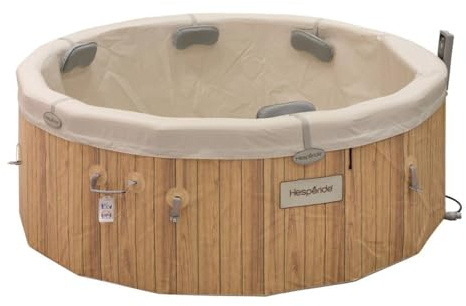 Hespéride - SPA semirrígido nórdico de Arcilla, Efecto Madera, Ø 190 cm, 5-7 Personas, 180 chorros, conexión WiFi - para jardín y terraza