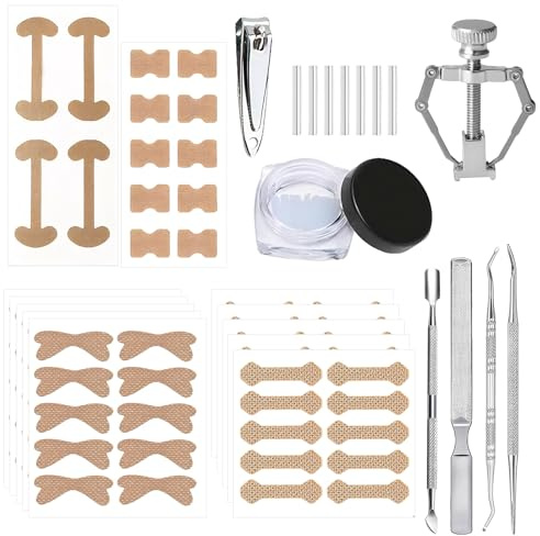 Juego de 206 uñas encarnadas, suaves y eficaces, para corrección de uñas de los pies, con herramientas correctoras y parches