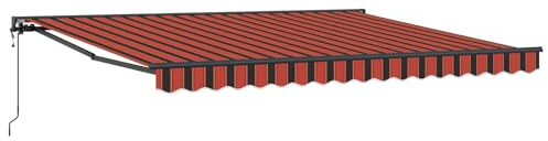 HFXHIJXQ Tenda da sole retrattile con braccio articolato, 350 x 250 cm, con telecomando, per terrazza e balcone, tessuto in poliestere, colore arancione e marrone, con telaio e sensore