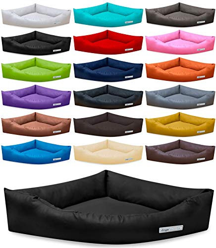 Hundebett Dogs Corner aus Kunstleder M 80 x 80cm schwarz Hundekissen Hundesofa Hundebetten