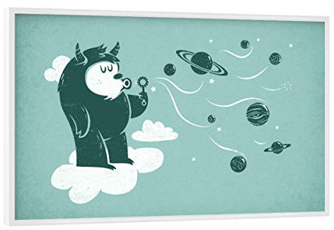 artboxONE Poster mit weißem Rahmen 45x30 cm Für Kinder Universal Fun - Bild Monster Bubbles Cartoon