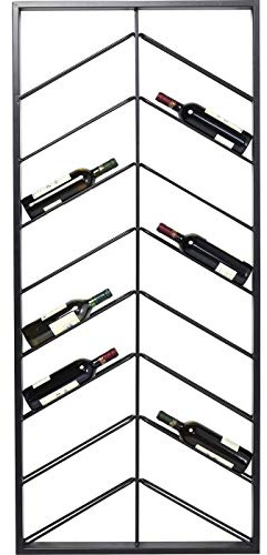 Kare Design Hängeweinregal Bistro Double, Hängeregal für Weinflaschen, Schwarzes Regal aus Metall Schwarz, mit schrägen Ablagefächern, Modernes Weinregal, Schwarz, 160x70x6cm