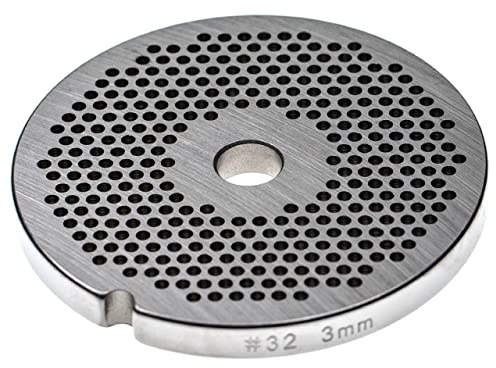 vhbw Grille taille 32 pour hachoir à viande | Diamètre des trous 3mm, trou central 13,4mm, acier inox