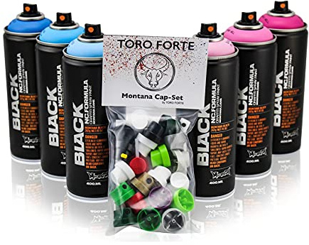 Sprühdosen Set Montana Black BABY SHOWER GENDER REVEAL PARTY Farben Graffiti inklusive Toro Forte Cap-Set