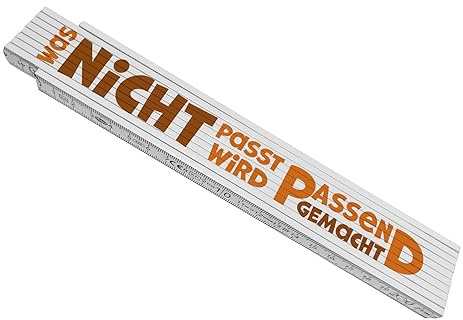 Meterstab aus Holz für Papa mit lustigem Spruch - Was nicht passt wird passend gemacht als außergewöhnliches Geschenk zum Vatertag oder zum Geburtstag von einem Papa der