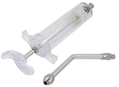 50ml Seringue pour Animaux de Compagnie en Métal avec Tube Médecine Distributeur Pet Pill Dispenser Réutilisable pour Chat Chien Oiseau