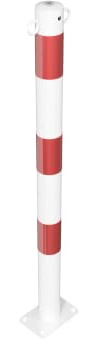 Absperrpfosten mit 2 Ösen, 2er-Set, ortsfest, zum Aufdübeln, aus Stahlrohr Ø60 mm, verzinkt und beschichtet, Überflur 900 mm
