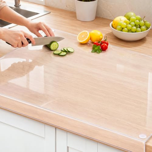 Wesiti Large Acrylic Cutting Board with Lip Non Slip 36L X 24W Clear Cutting Board Chopping Acrylic Countertop Protector Cover Shatter Resistant for Home Restaurant Kitchen Sink Stove