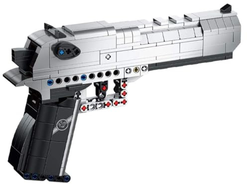 Pistolets de blocs de construction, 360Pcs Simulation de tir Death Eagle Gun Model Building, ensemble de construction d’arme de tir avec fonctions de tir